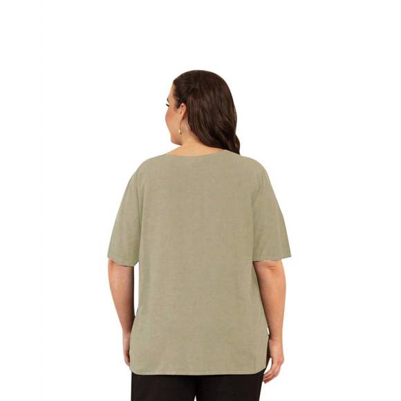 NEW ON THE PLUS SIDE rayon short sleeve top - plus in khaki - Picture 2 of 2